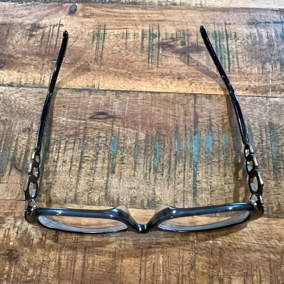 Carmen Marc Valvo Black Eyeglasses with Gunmetal Accents Like New - Picture 5 of 7